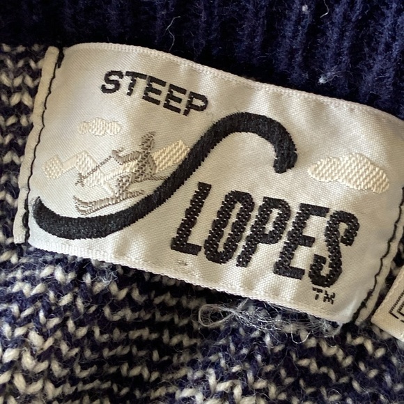 Vintage Steep Slopes Knit Ski Sweater Blue White Size Large Ski Outdoor - Picture 5 of 8
